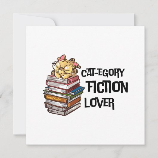 Funny Book Cat Lover Quote Cat-egory Fiction Lover シーズンカード (正面)