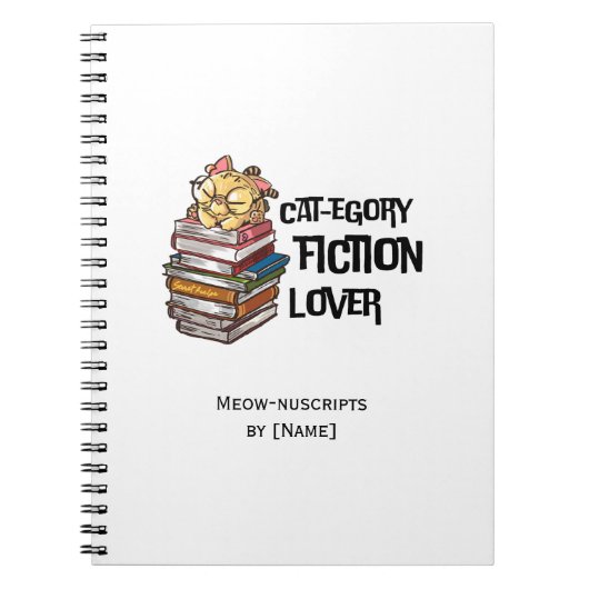 Funny Book Cat Lover Quote Cat-egory Fiction Lover ノートブック (正面)