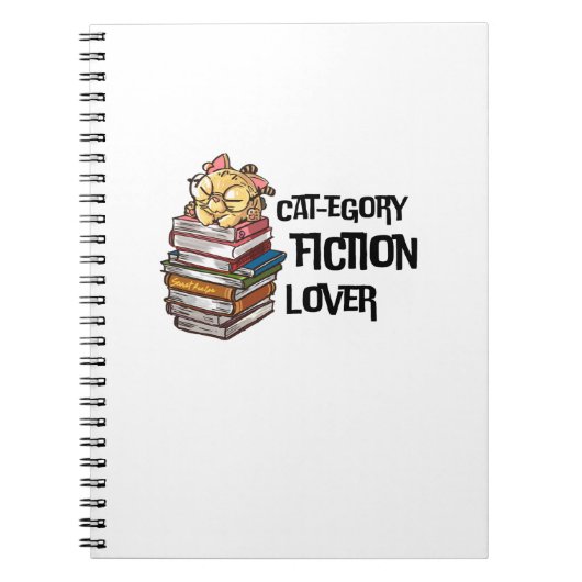 Funny Book Cat Lover Quote Cat-egory Fiction Lover ノートブック (正面)
