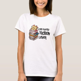 Funny Book Cat Lover Quote Cat-egory Fiction Lover Tシャツ