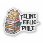Funny Book Cat Lover Quote Feline Bibliophile シール (正面)