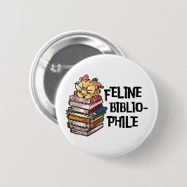 Funny Book Cat Lover Quote Feline Bibliophile 缶バッジ