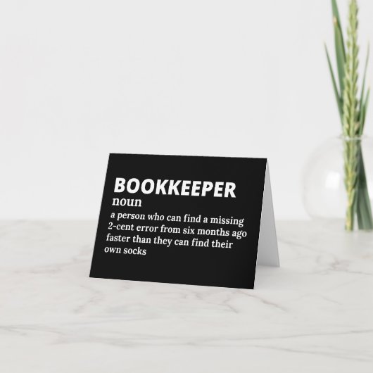 Funny Bookkeeper Definition サンキューカード (正面)