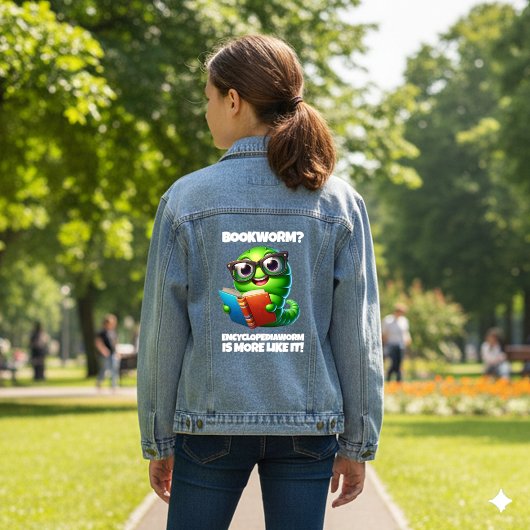 Funny Bookworm? Encyclopediaworm is More Like It! デニムジャケット