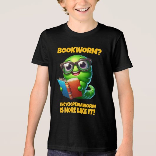 Funny Bookworm? Encyclopediaworm is More Like It! トライブレンドTシャツ (正面)