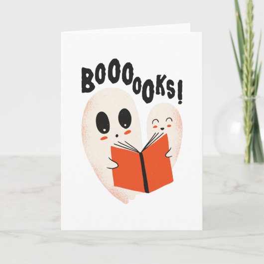 Funny Bookworm Ghost Halloween Costume Boooooks カード (正面)