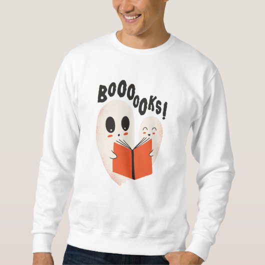 Funny Bookworm Ghost Halloween Costume Boooooks スウェットシャツ (正面)