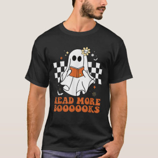Funny Booooks Ghost Read More Books Cute Teacher H Tシャツ