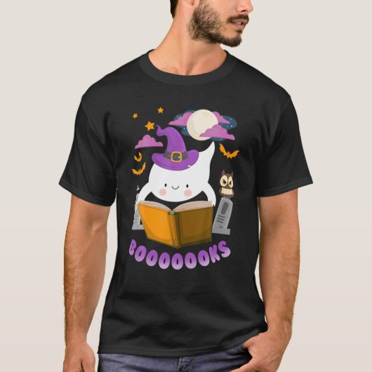 Funny Booooooks Boo Read Book Halloween Costume Tシャツ (正面)
