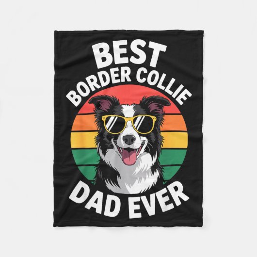 Funny Border Collie Design For Men Dad Border Coll フリースブランケット (正面)
