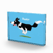 Funny Border Collie dog running cartoon フォトブロック (右)