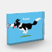 Funny Border Collie dog running cartoon フォトブロック (左)