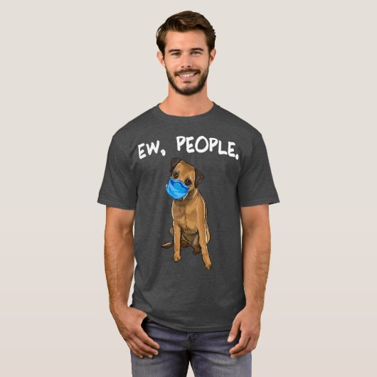 Funny Border Terrier Wearing a Mask Tシャツ (正面フル)