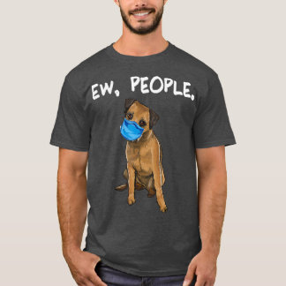 Funny Border Terrier Wearing a Mask Tシャツ