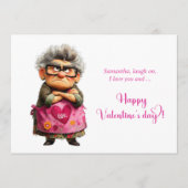 Funny Bored Lady Hot Pink Vibes Valentine シーズンカード (正面)