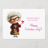 Funny Bored Lady Hot Pink Vibes Valentine シーズンカード (正面)