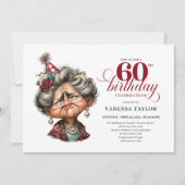 Funny Bored Old Lady 60th Birthday Invitation  招待状 (正面)