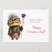 Funny Bored Old Lady Valentine Card Whimsical シーズンカード (正面)