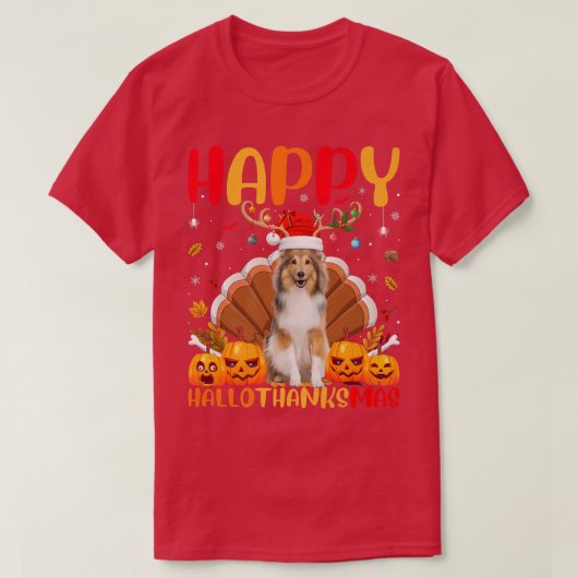 Funny Borzoi Dog Lover Happy Borzoi HelloThanksMas Tシャツ (デザイン正面)