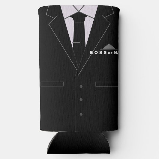 Funny Boss Can Coolers Personalized Name Text スリム缶クーラー (裏面)