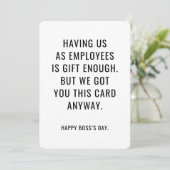 Funny Boss’s Day Card Having Us as Employees Gift 招待状 (スタンド正面)