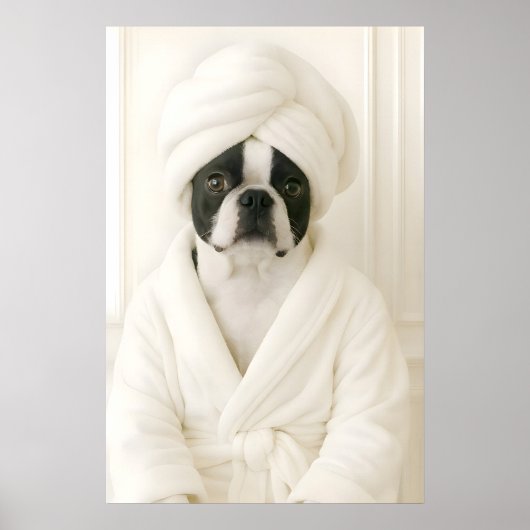 Funny Boston Terrier Bathroom Print, Terrier In ポスター (正面)