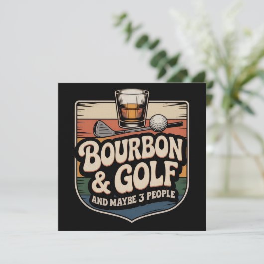 Funny Bourbon Golf Golfer Dad Gift Vintage 招待状 (スタンド正面)
