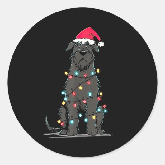 Funny Bouvier Des Flandres Christmas Graphics Dog  ラウンドシール (正面)