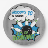 Funny Bowling Birthday Boy ペーパープレート (正面)