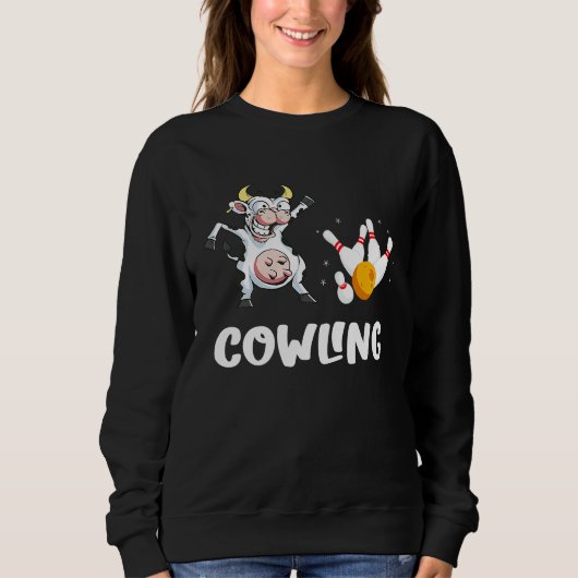 Funny Bowling Bowling Cow Strike Bowler Bowling Pi スウェットシャツ (正面)
