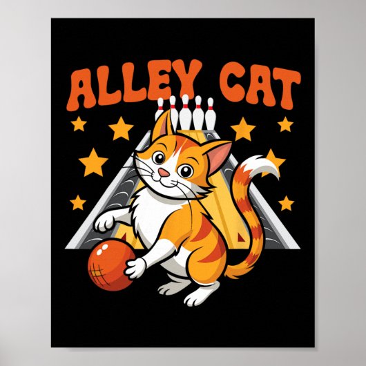 Funny Bowling Cat Pun Alley Cat  ポスター (正面)
