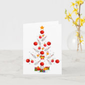 Funny Bowling Christmas Tree Lights Xmas For Men W カード (黄色い花)