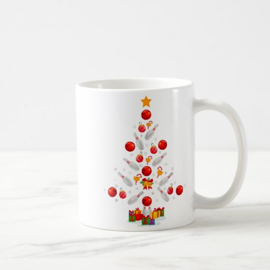 Funny Bowling Christmas Tree Lights Xmas For Men W コーヒーマグカップ (右)