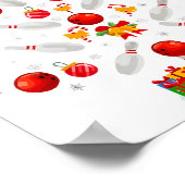 Funny Bowling Christmas Tree Lights Xmas For Men W ポスター (角)