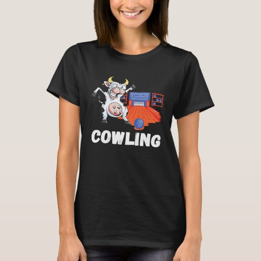 Funny Bowling Cow Bowler Strike Bowling Pin Bowlin Tシャツ (正面)