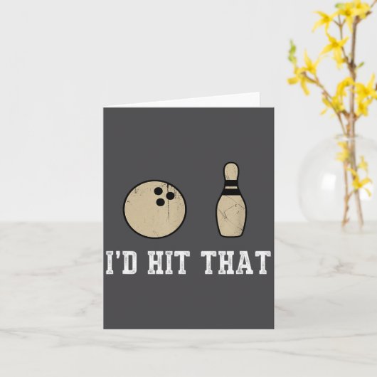 Funny Bowling Gift Id Hit That Quote Men Women  カード (黄色い花)
