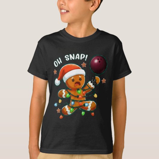 Funny Bowling Gingerbread Cookie Lights Oh Snap Gi Tシャツ (正面)