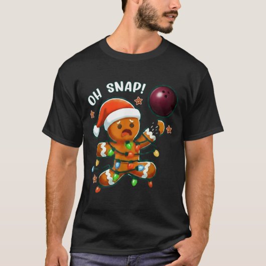 Funny Bowling Gingerbread Cookie Lights Oh Snap Gi Tシャツ (正面)