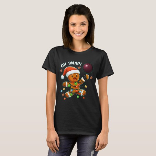 Funny Bowling Gingerbread Cookie Lights Oh Snap Gi Tシャツ (正面フル)