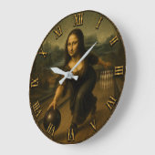 Funny Bowling Mona Lisa Bowler Gift ラージ壁時計 (傾斜)