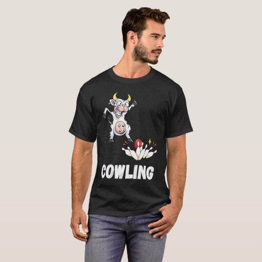 Funny Bowling Strike Bowling Pin Cow Bowler Bowlin Tシャツ (正面フル)