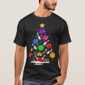 Funny Bowling Ugly Christmas Tree Lights Xmas For Tシャツ (正面)