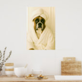 Funny Boxer Bathroom Print, Boxer In Bathrobe ポスター (キッチン)