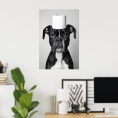 Funny Boxer Dog Bathroom Print, Toilet Paper Roll ポスター (ホームオフィス)