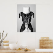 Funny Boxer Dog Bathroom Print, Toilet Paper Roll ポスター (キッチン)