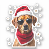 Funny Boxer Dog Christmas Lights Xmas Outfit Pajam シール (正面)