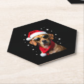 Funny Boxer Dog Christmas Lights Xmas Outfit Pajam ペーパーコースター (アングル)