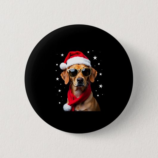 Funny Boxer Dog Christmas Lights Xmas Outfit Pajam 缶バッジ (正面)