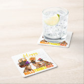 Funny Boxer Dog Happy Hallothanksmas Pet Owner スクエアペーパーコースター (インサイチュ)