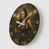 Funny Boxing Mona Lisa Boxing Champion Gift ラージ壁時計 (傾斜)
